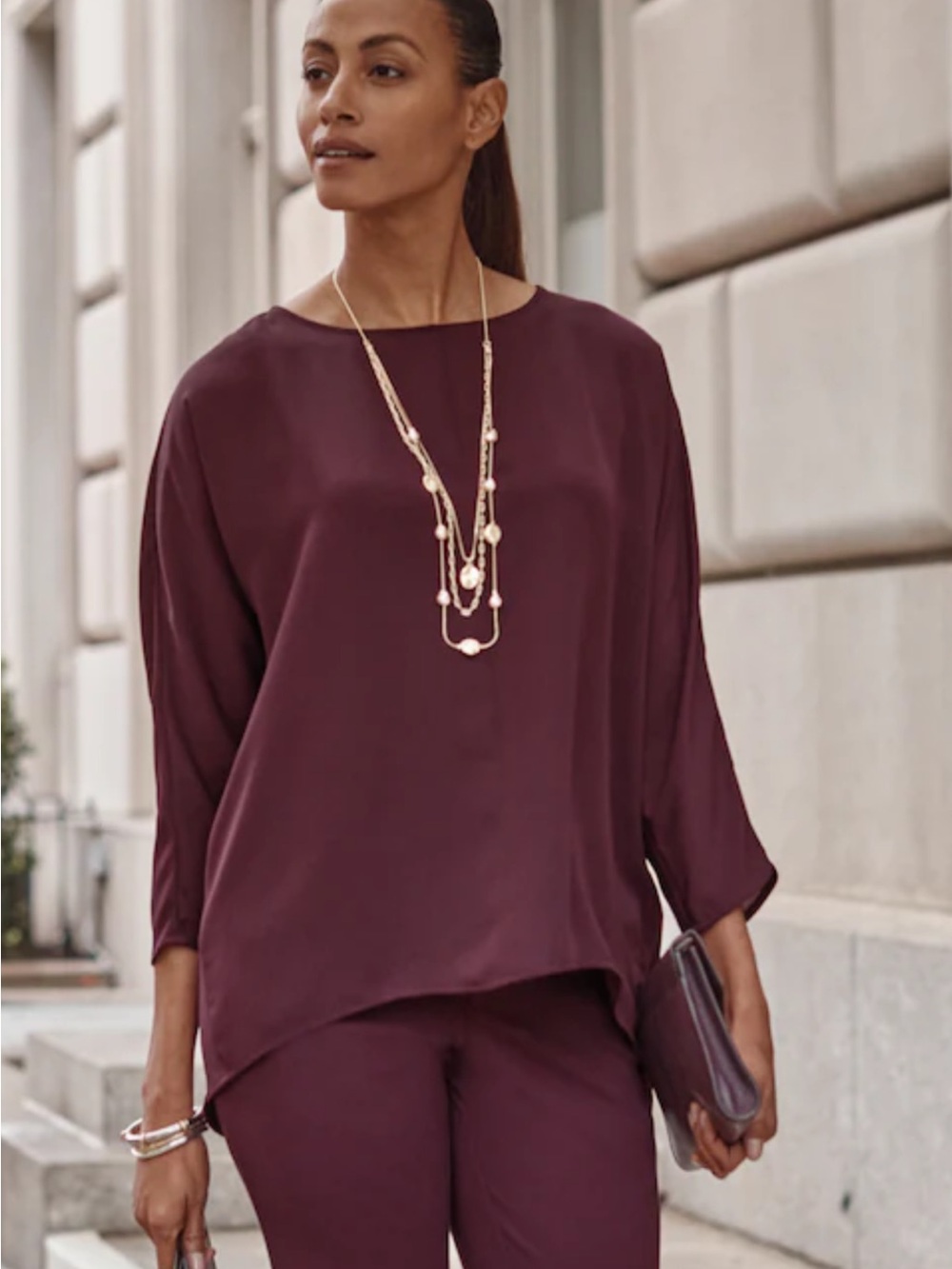 J.Jill Wearever Collection Burgundy Plum 3/4 Sleeve Blouse Top 2X NWT